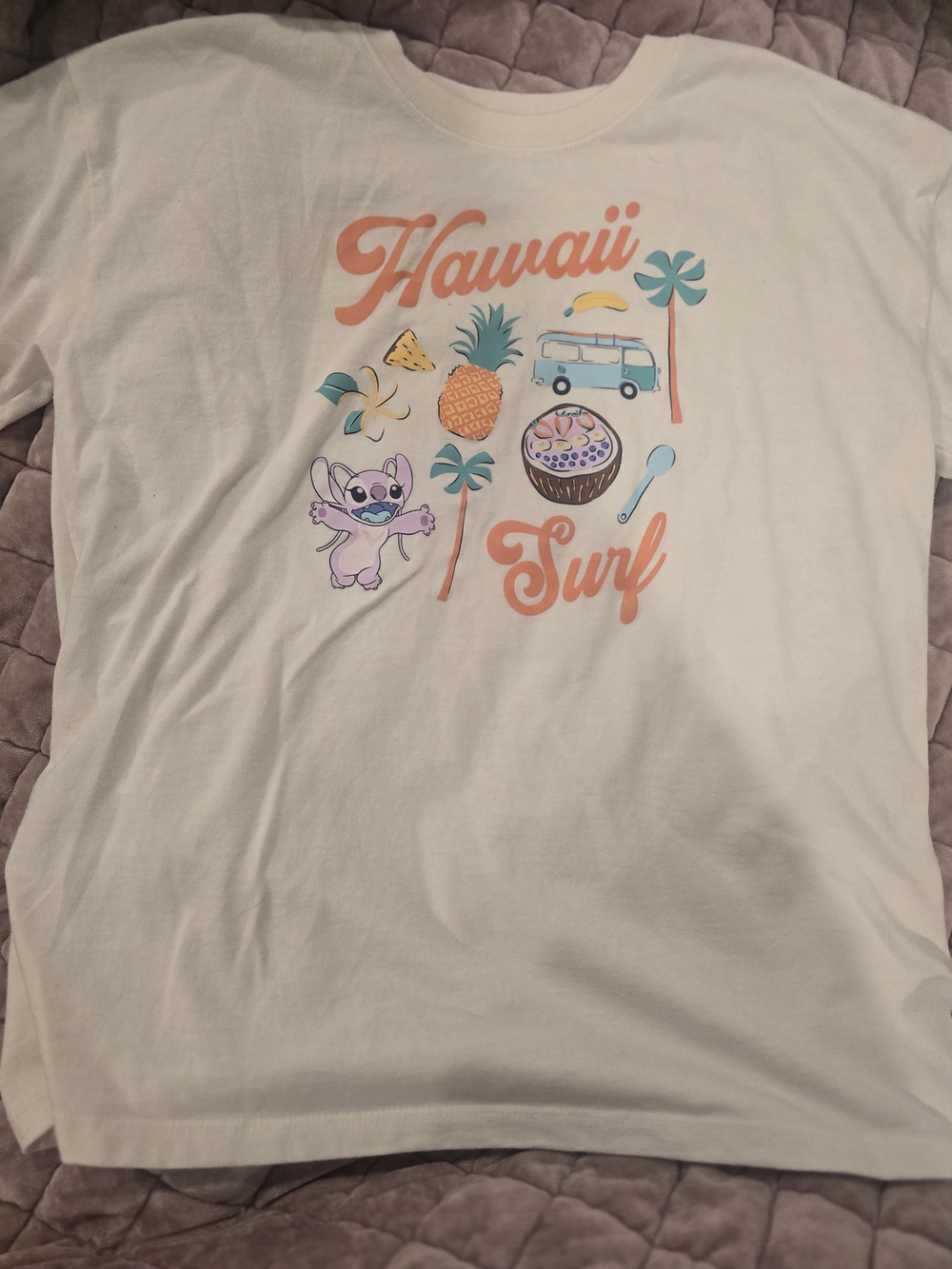 Old Navy White Kids Hawaii Surf Graphic Tee with Coral & Teal Accents